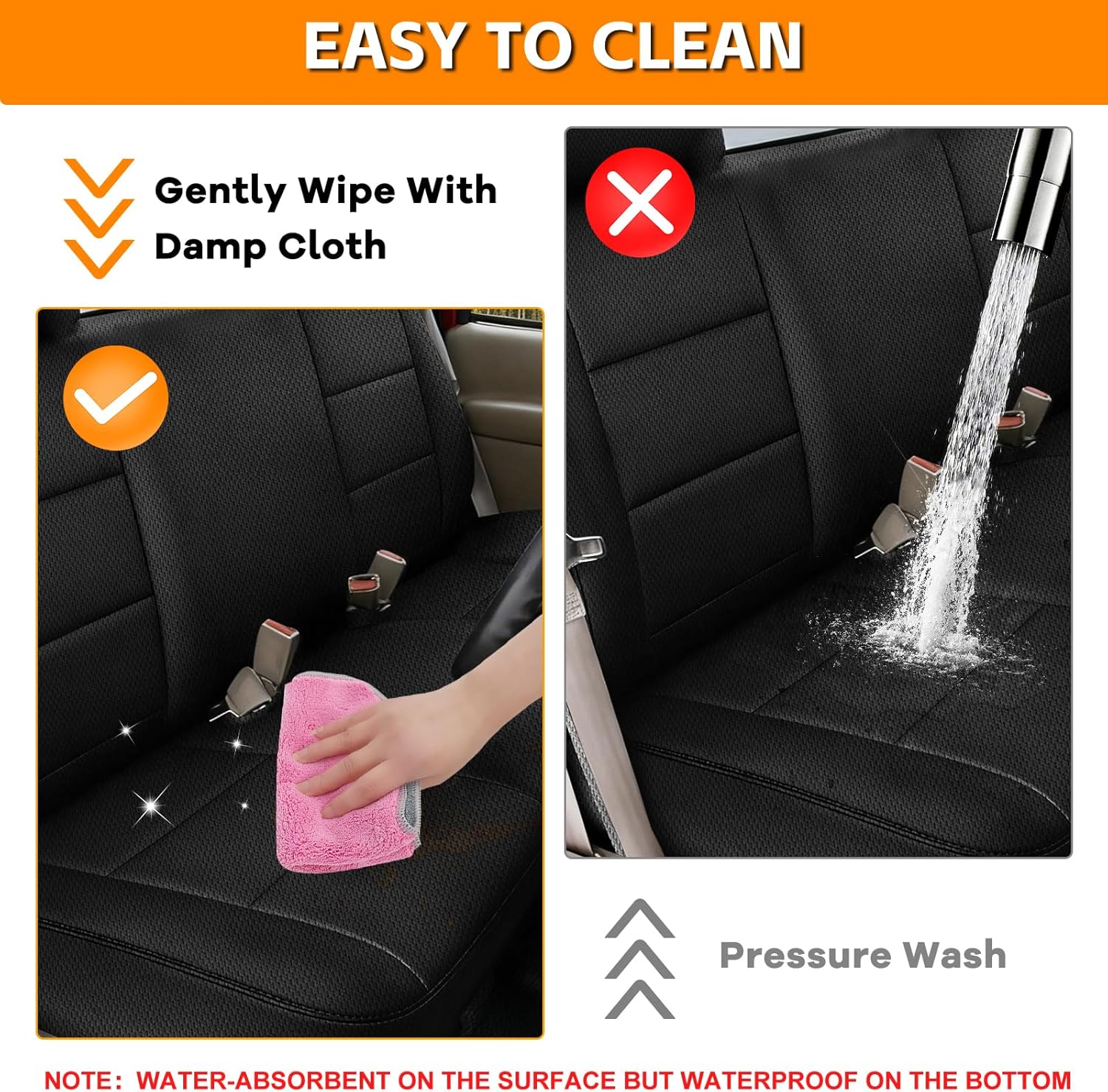 Bench Seat Covers Compatible with 1990-1998 Chevy C/K 1500, C1500 K1500 Front Solid Bench Seat with Headrests, Heavy Duty Knitted Sponge Material