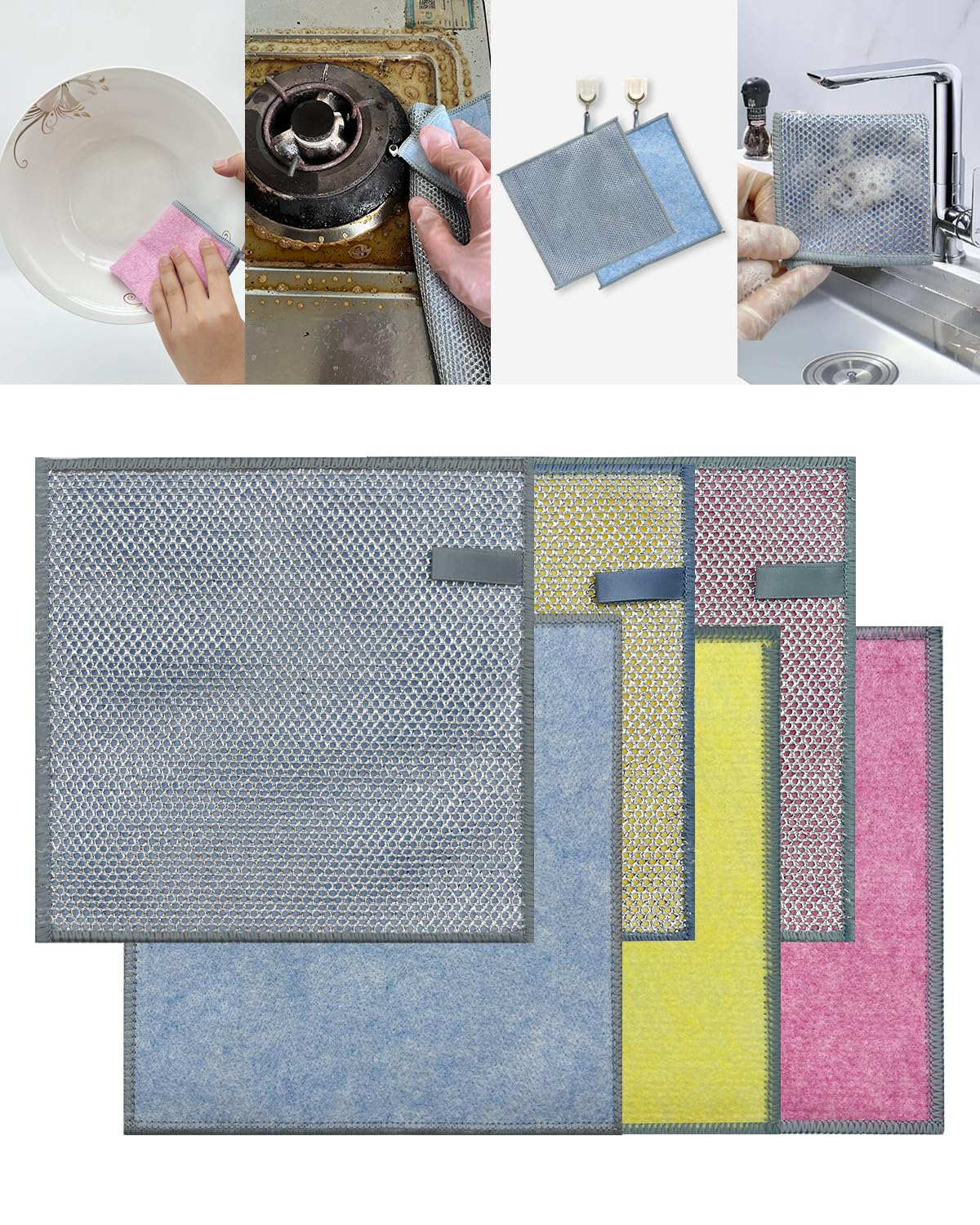 ASENAME 2024NEW Multipurpose Wire dishwashing Rags for Wet and Dry, Also Called Multipurpose Wire Miracle Cleaning Cloths, Suitable for Kitchen Wire mesh Dish-Cloths for Washing Dishes(6 PCS)