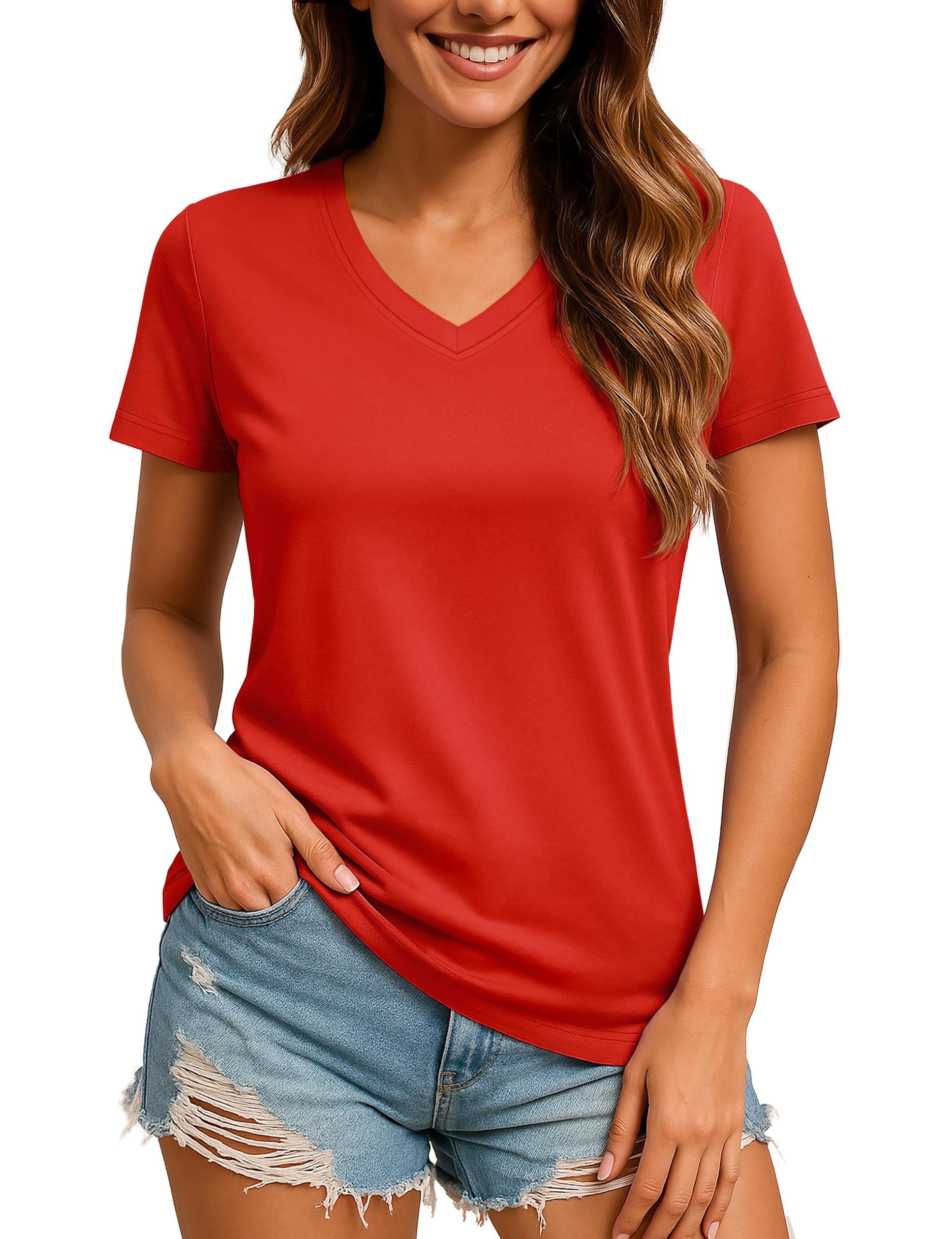 TACVASEN Women's Short Sleeve V-Neck T-Shirts Sun Protection UPF 50+ Workout Tops Quick Dry Hiking Athletic T Shirts