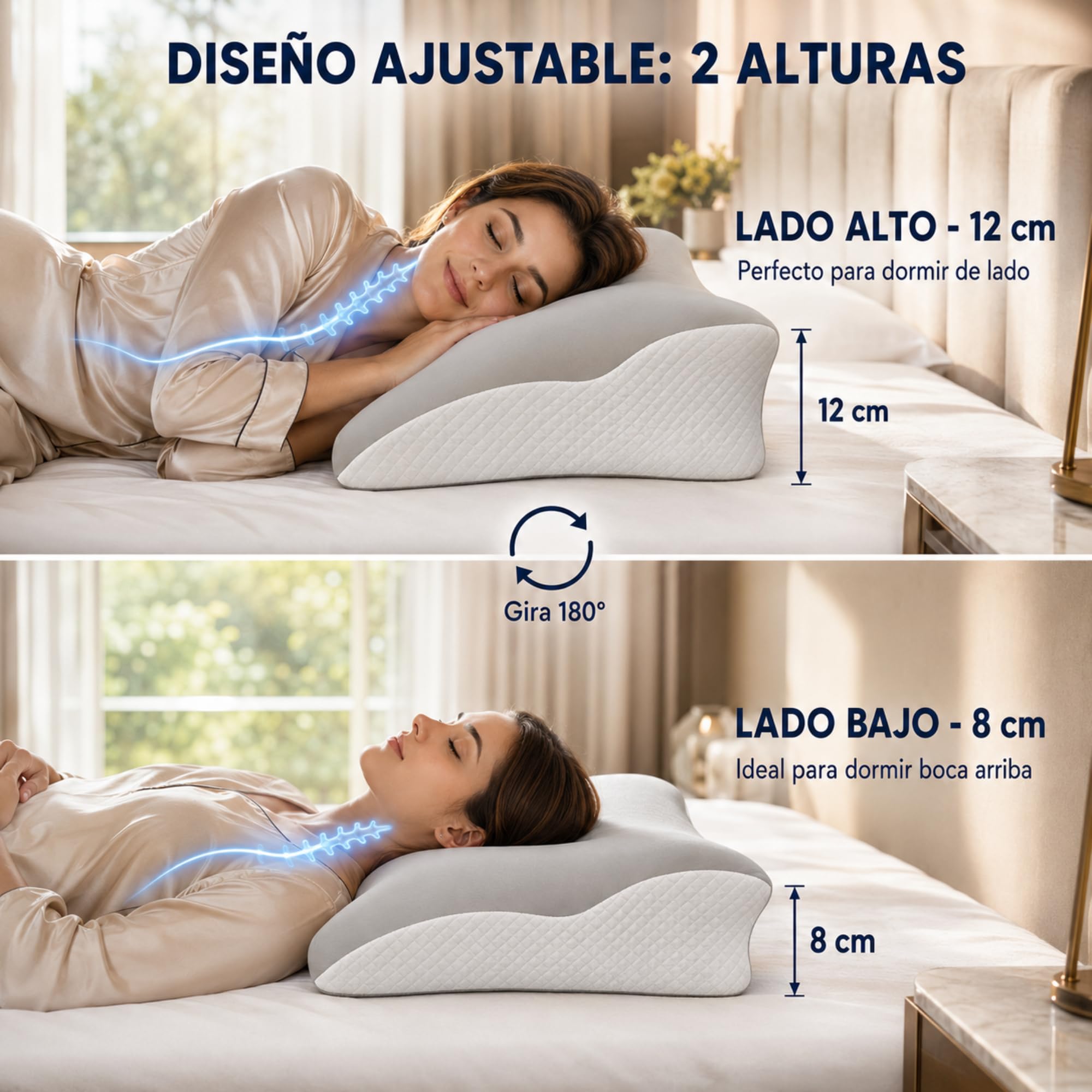 Almohada Cervical Viscoelástica - Mariposa - Cuello y Hombros - 2 Fundas
