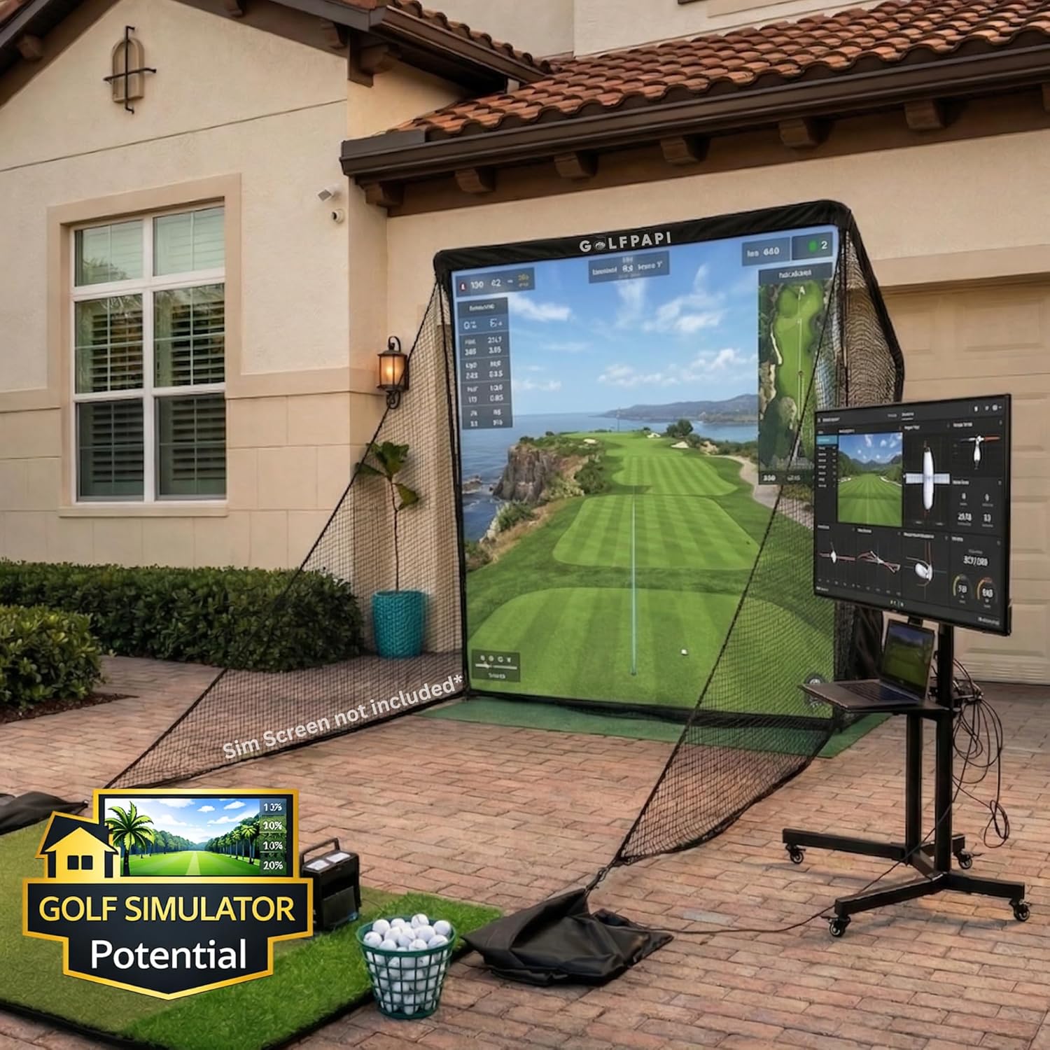 Golf Pro Practice Net – 7.5 & 10 ft Compact Golf Hitting Net with Steel Frame & Side Net Protection – Indoor & Outdoor Golf Training Net for Backyard, Garage, Simulator Use