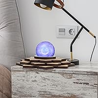 Vista 5 de Angoily Soporte decorativo de bola de cristal de loto, soporte de esfera de cristal de madera, tablero de rejilla de madera para bola de cristal