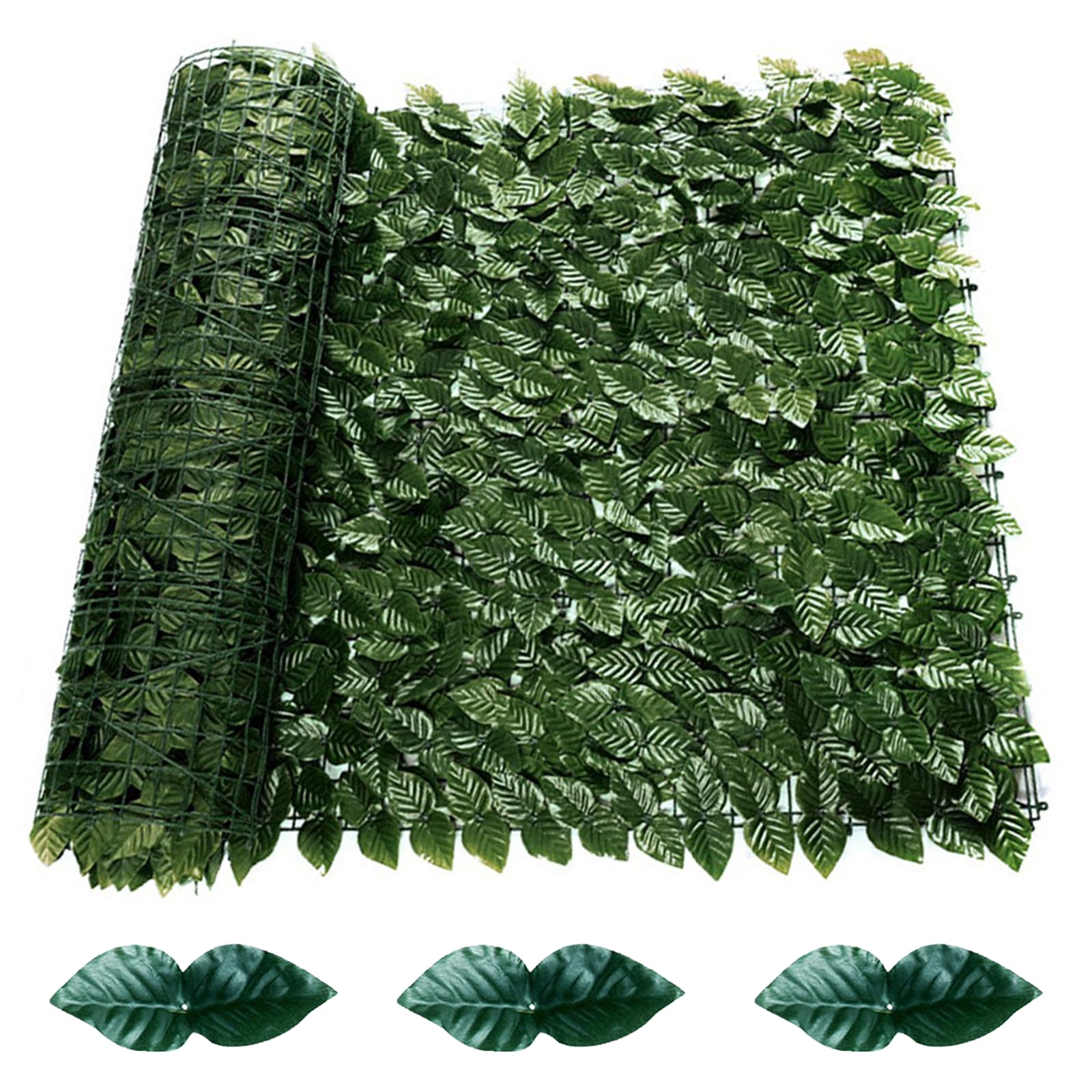 Putentfun Artificial Ivy Fence Screen, 3m x 1m Garden Fence Screening Trellis with Artificial Leaves, Expandable Faux Privacy Artificial Hedge Roll for Garden Balcony Outdoor Decoration - 1 Roll