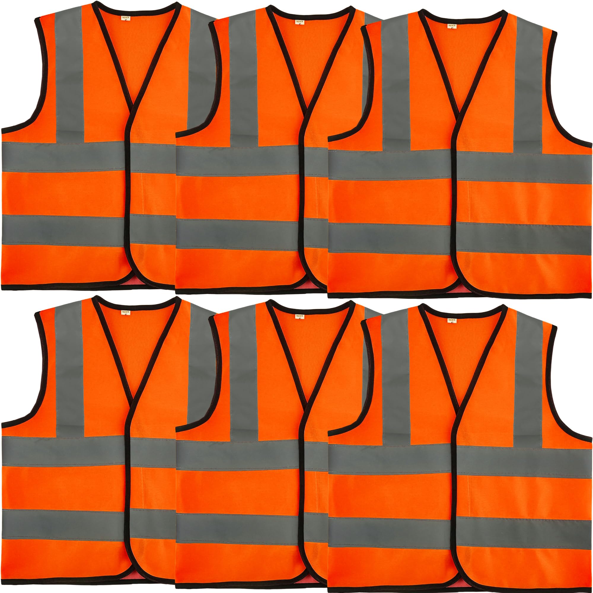 6 Pcs Kids Hi Vis Vests with Reflective Strips Child High Visibility Vest Bulk Children Hi Vis Reflective Safety Vests for Girls Boys Outdoor Activities (M, 7-9 years(120-130 cm))