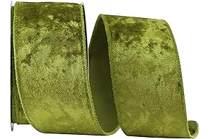 MAYREEL Moss Green Crushed Velvet Ribbon Wired 2.5" x 10 Yards