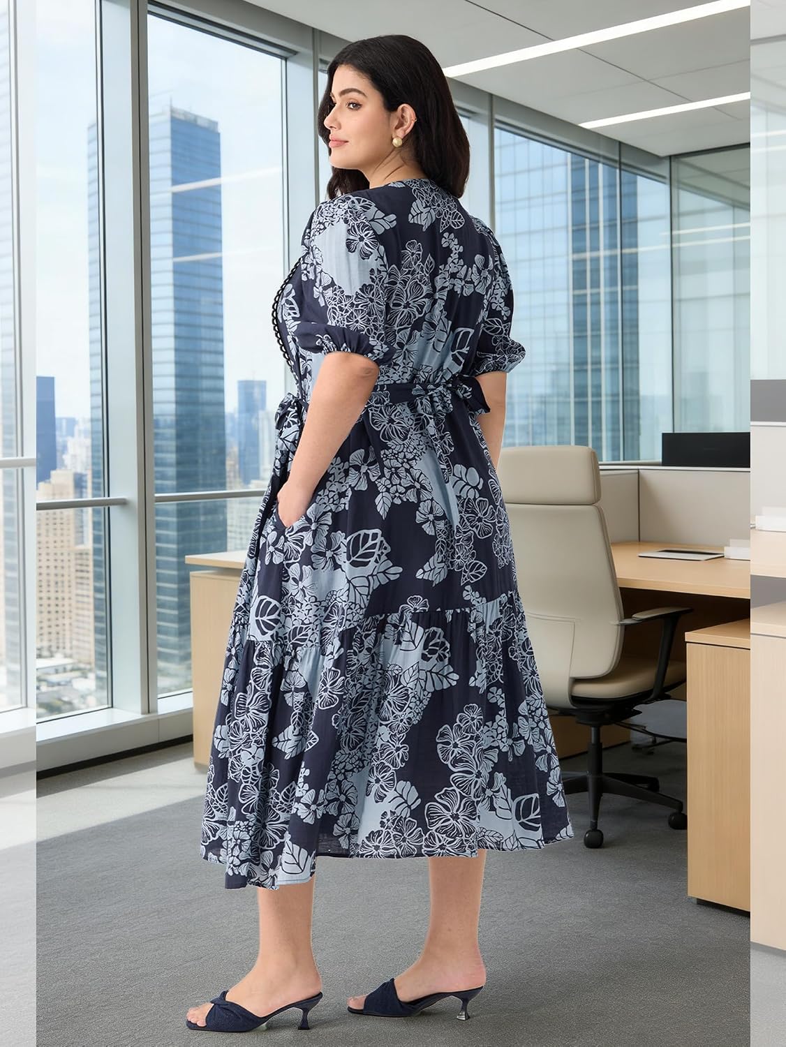 RITERA Plus Size Summer Dresses for Curvy Women A-Line Flowy Maxi Dress Short Sleeve Casual Dresses Beach Easter Dress