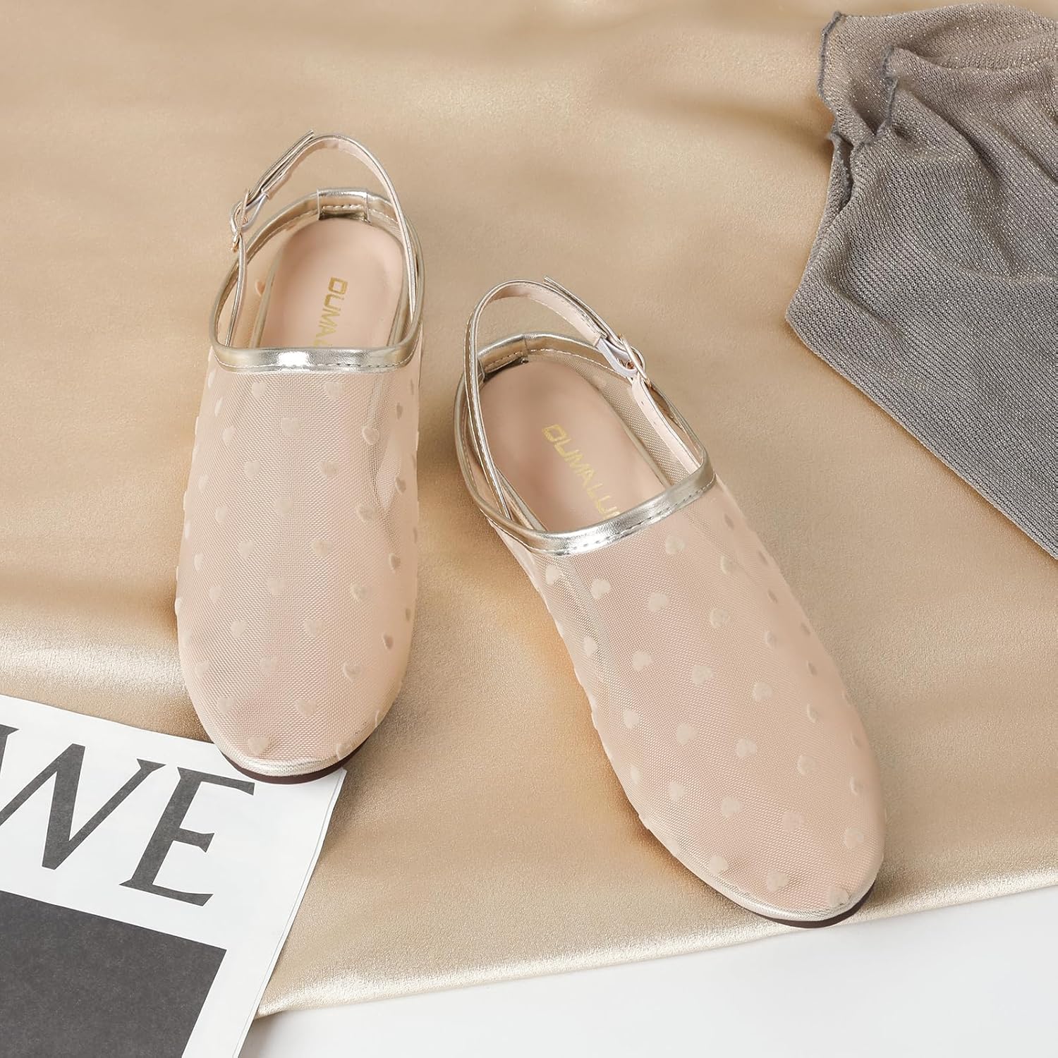 Dumalum Mesh Ballet Flats for Women Mary Jane Animal Print Shoes Casual Comfortable Ballerina Flats