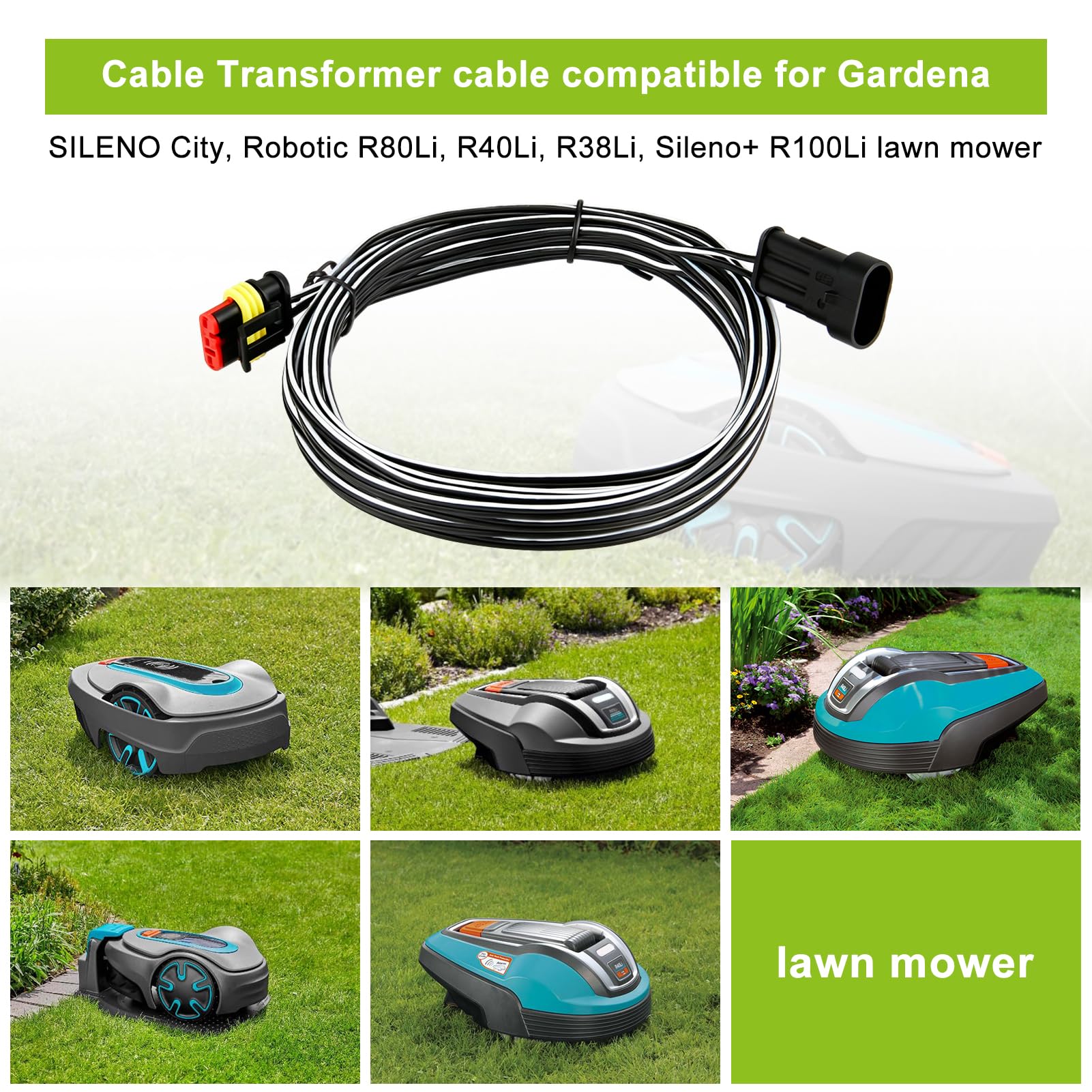 Cable transformador de 5 m de baja tensión compatible con Gardena Robotic R38Li, R40Li, R80Li, Sileno City, Sileno+ R100Li, robot cortacésped Husqvarna Automower 105 305 310