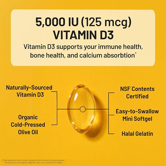 NatureWise Vitamin D3 5000IU Supplement, Immune Support, 360 Mini Softgels