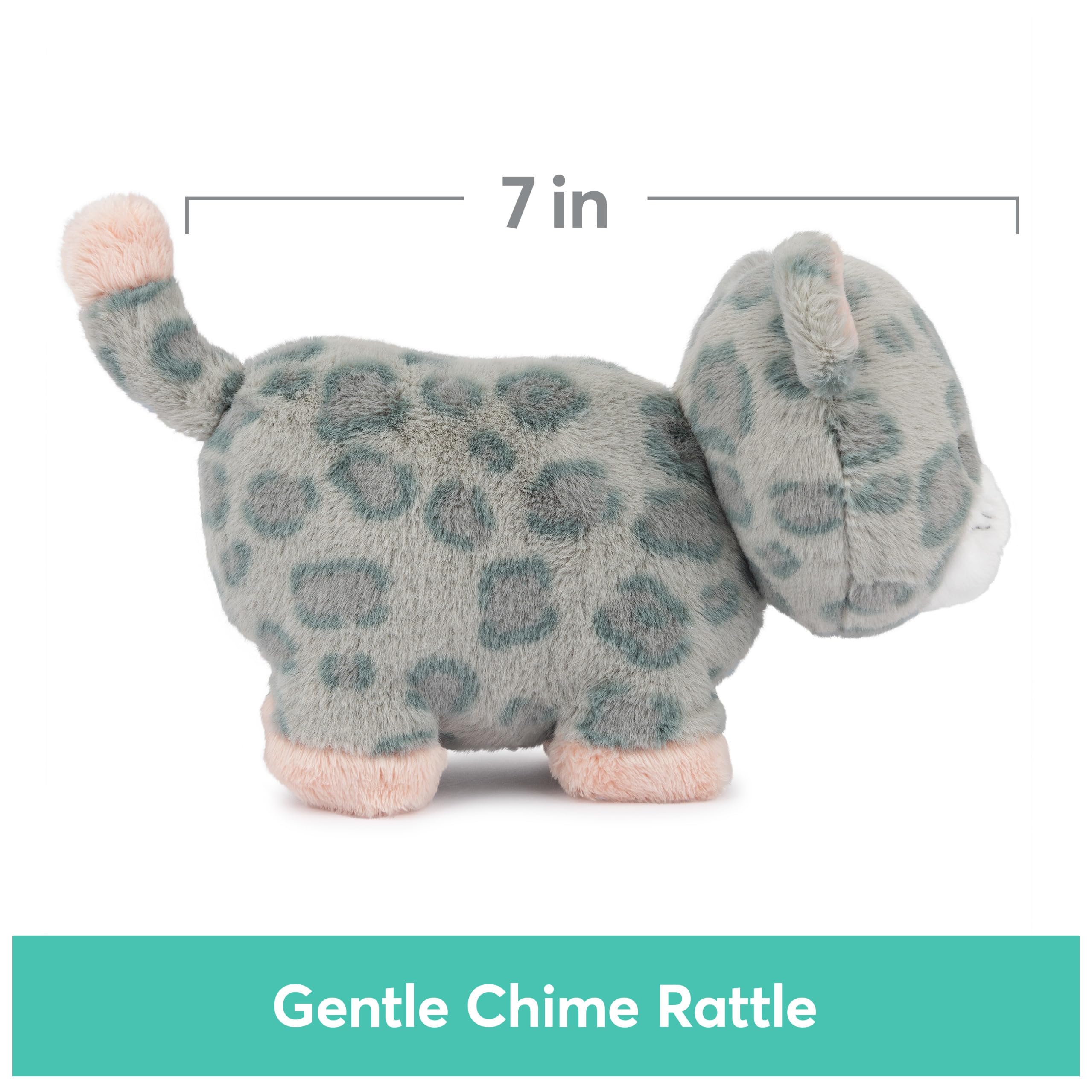 GUND Baby Safari Friends Collection Plüsch Leopard mit Glockenspiel, sensorisches Spielzeug Stofftier für Babys und Neugeborene, Grau/Rosa