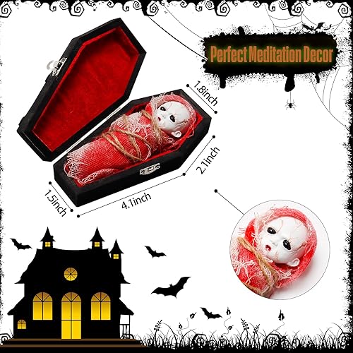 Miniatura 4 de Decoración de Halloween esencial ataúd de madera pintada en negro, mini caja de ataúd de vampiro, muñeca fantasma, kit de bricolaje para crear tu
