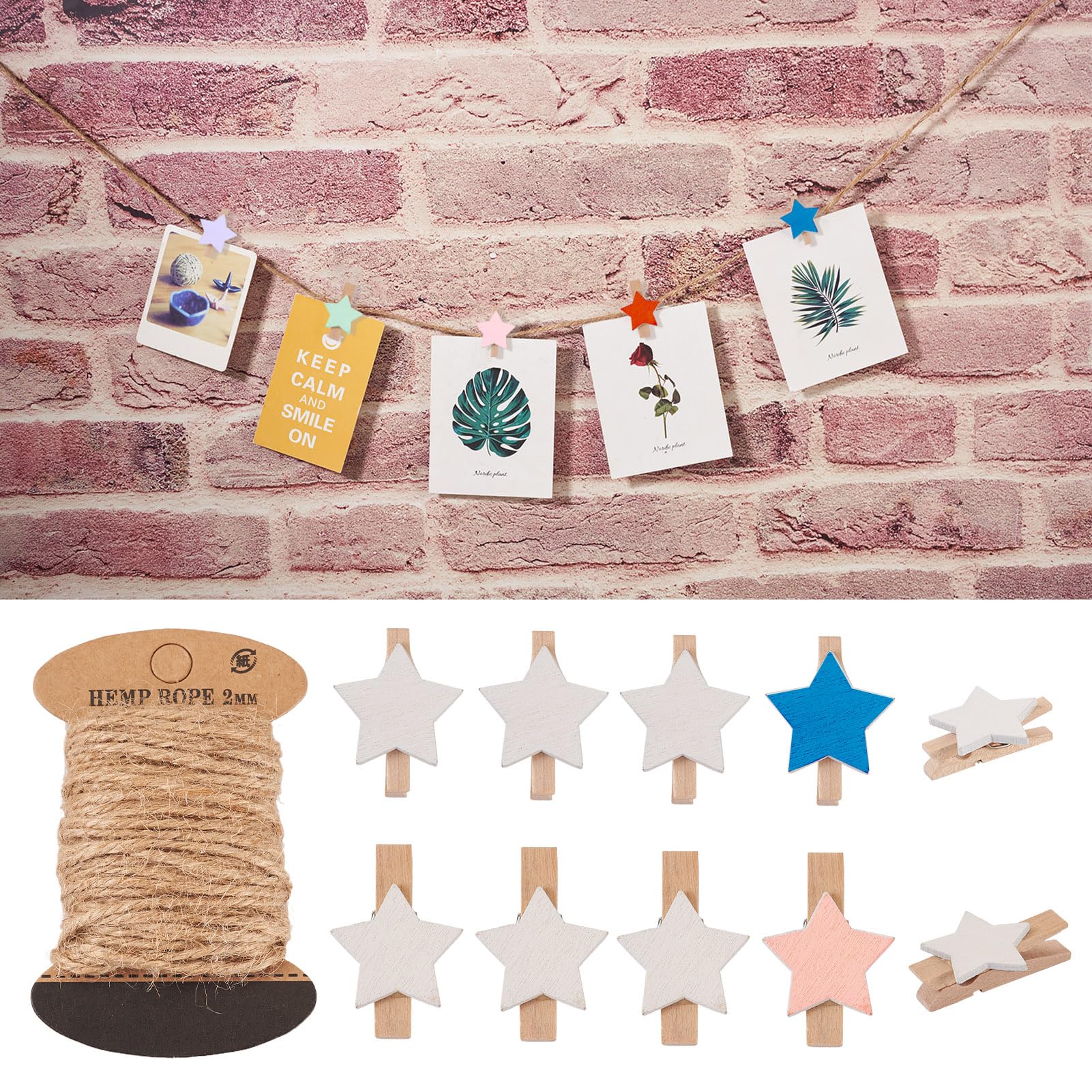 Amazon.com: Pandahall 100Pcs Wooden Star Clothespins Photo Clips Photo ...