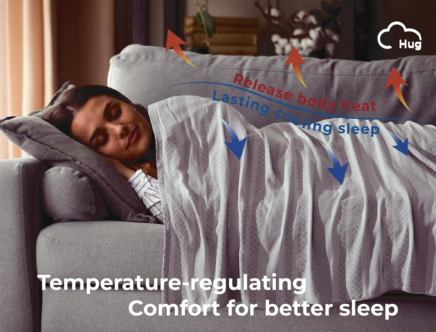 Cooling Blanket Twin XL Size for Bed -70% Rayon Derived from Bamboo & 30% Cotton Breathable Blanket for Hot Sleepers，Lightweight and Soft for Summer，Light Grey，70x90 inches