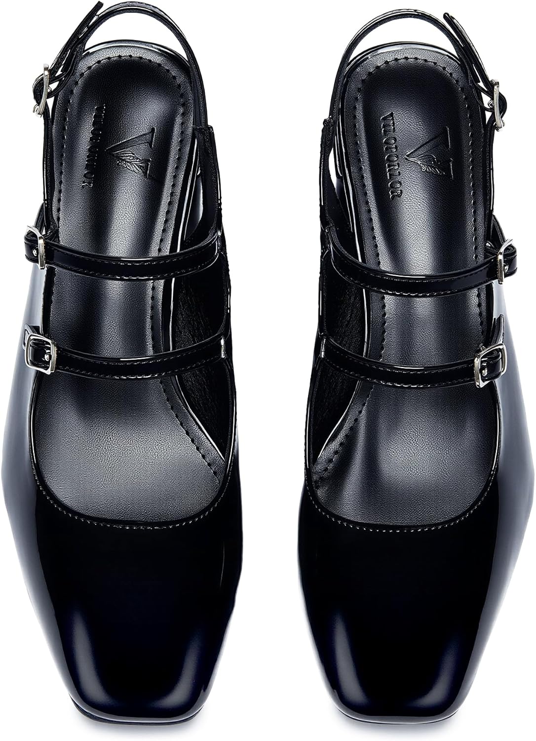 Mary Jane Shoes Slingback Chunky Heels for Women Closed Toe Double Strap Block Heel Pumps Retro Square Dress Shoes for Daily Party - Image 5