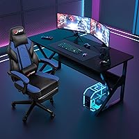 Vista 5 de DL-win Sillas de juegos para adultos, silla de computadora con reposapiés y respaldo alto ergonómico, sillas de jugador grandes y altas con soporte