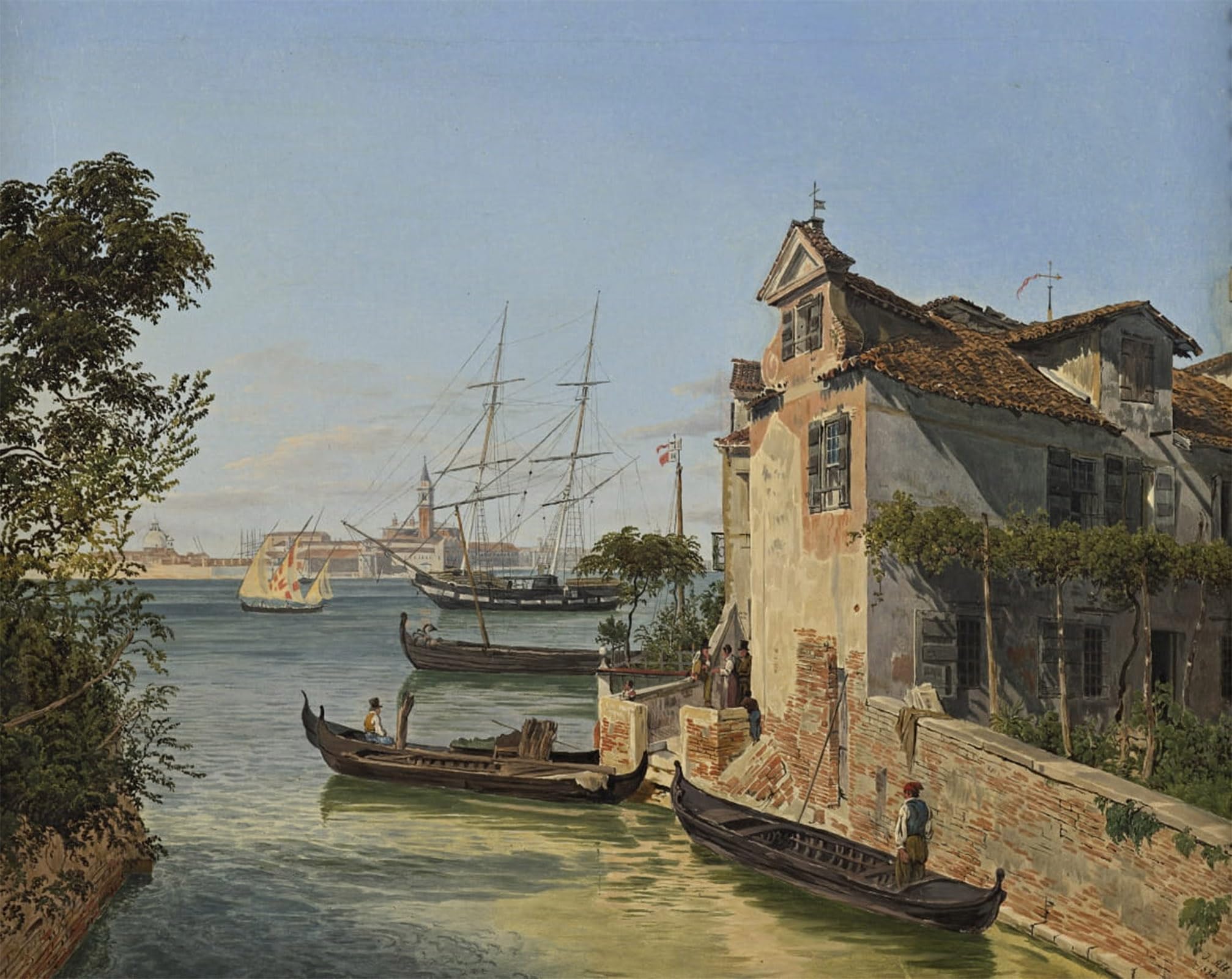 SERENDIPITP Retro Picture Poster Wall Art Pictures Painting View of San Giorgio Maggiore in Venice by Jakob Alt Wall Art Canvas Print for Wall Decor 60x90cm