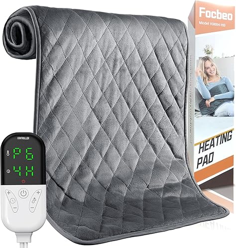 Almohadilla térmica para aliviar el dolor de espalda, almohadilla térmica eléctrica extra grande de 17 x 33 pulgadas para calambres, cuello,