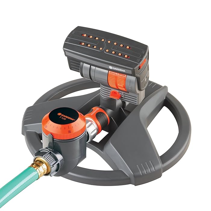Buy Gardena 69 84bzmx Zoommaxx 2400 Sq Ft Adjustable Sprinkler With Built In Timer Weighted Base For Flexible And Precise Watering Compatible With Any Hose Brand Made In Germany Orange Grey Online At