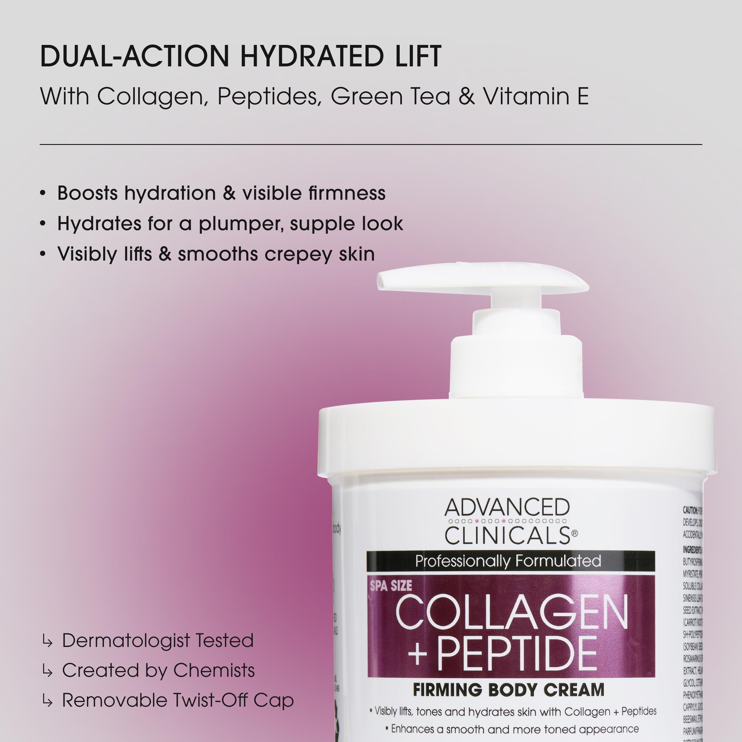 Advanced Clinicals Vitamin C Cream Visibly Brightening Body Lotion | Vitamin C Moisturizer Skin Care Body Cream For Women & Men Helps Visibly Improve Look Of Dark Spots & Uneven Skin Tone, 16 Ounce: 5 - Collagen Peptide Firming Body Cream 16 Ounce (Pack of 2)