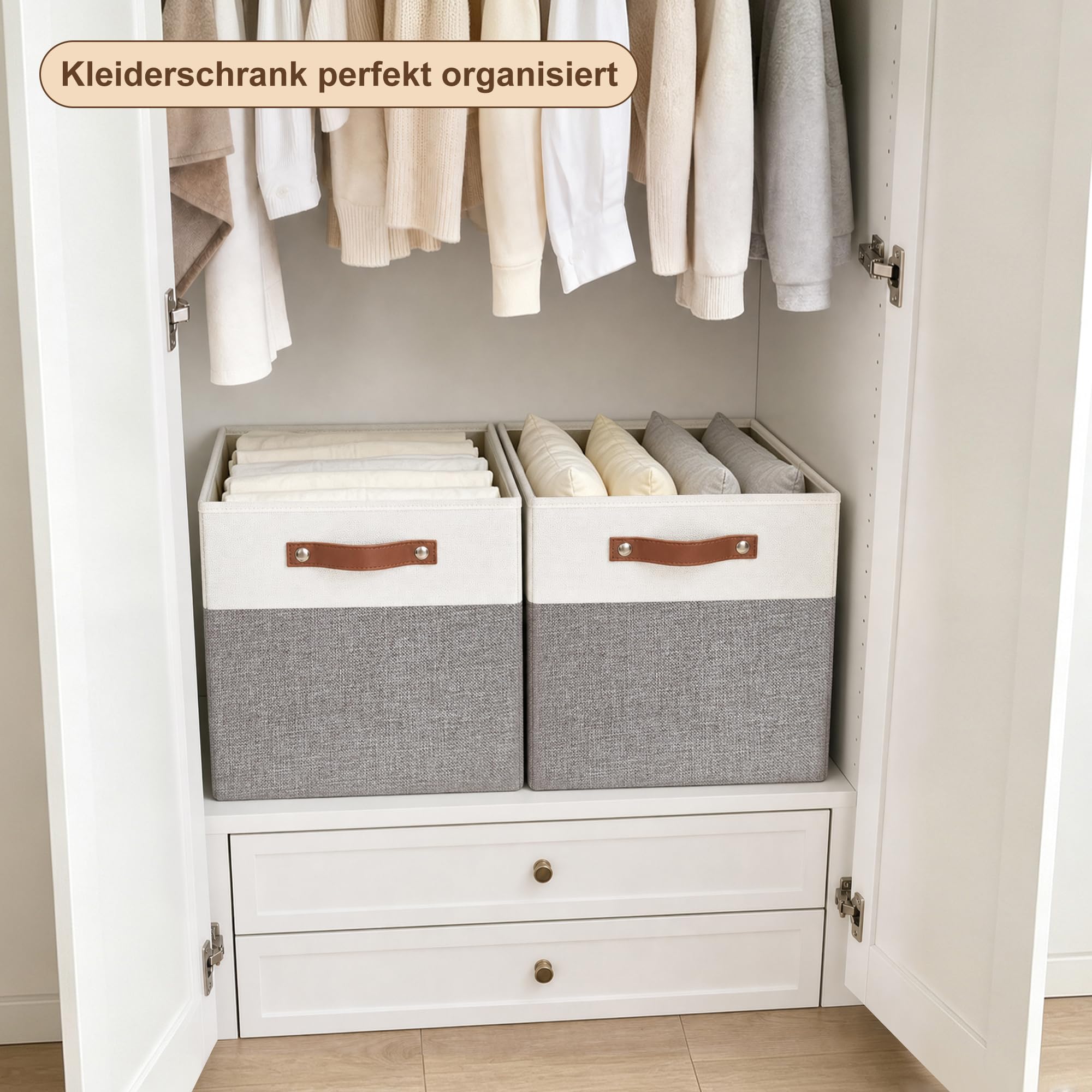 Bagnizer Faltbare Aufbewahrungsbox aus Stoff mit 2 PU-Griffe, 4er Set