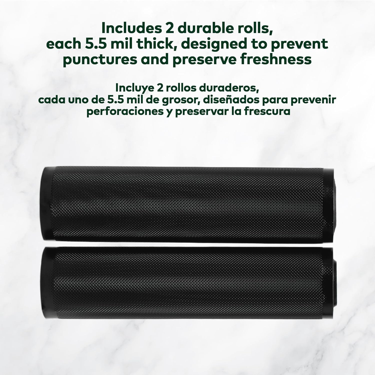 Vacuum Seal Rolls 11" x 25' 2 Pack (50 Feet Total) (Black and Black) 5.5 Mil - BPA Free Commerical Grade Food Saver for Storage, Sous Vide, and Meal Prep Sealer Bag