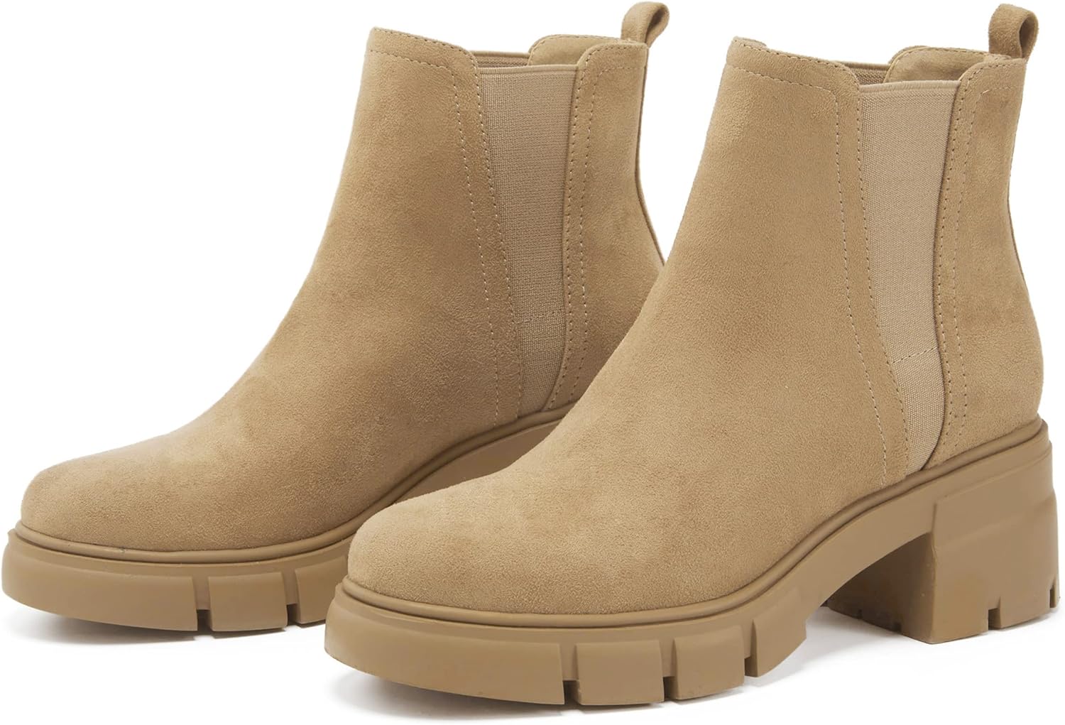 REDTOP Women's Chelsea Boots Elastic Chunky Block Heel Platform Lug Sole Ankle Booties - Image 6