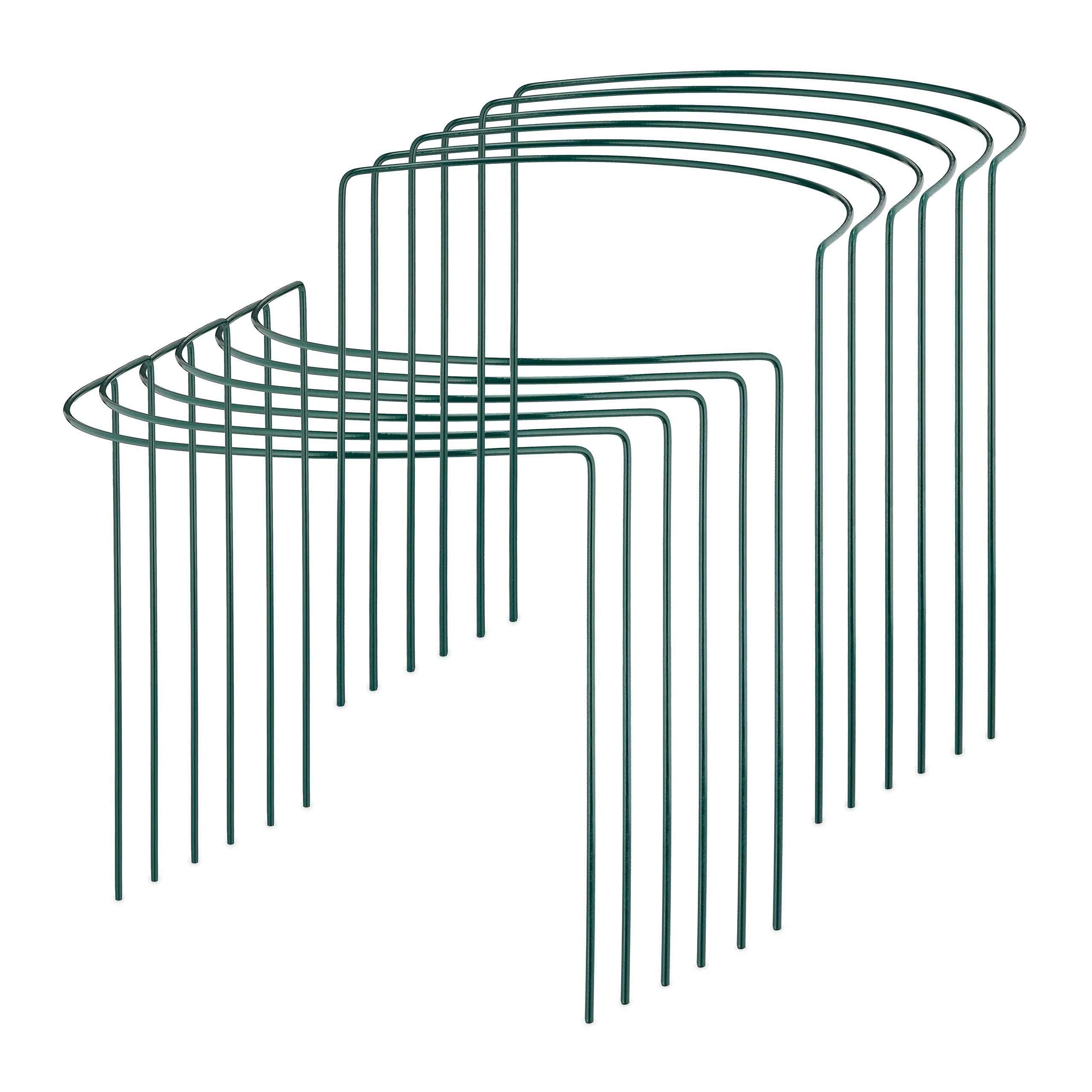 Relaxdays Lot de 12 Tuteurs, Support pour Plantes grimpantes, rosiers, sur Pied, Semi-Circulaire, en Acier, Vert foncé
