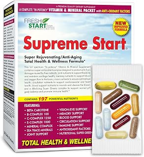 Supreme Start Complete Daily Vitamin Pack | Anti-Aging & Rejuvenation, Skin Booster & Joint Support | Vitamin A, B, C, D, E, Minerals, Resveratrol, Blueberry, Glutathione, Super Greens (30 Packets)