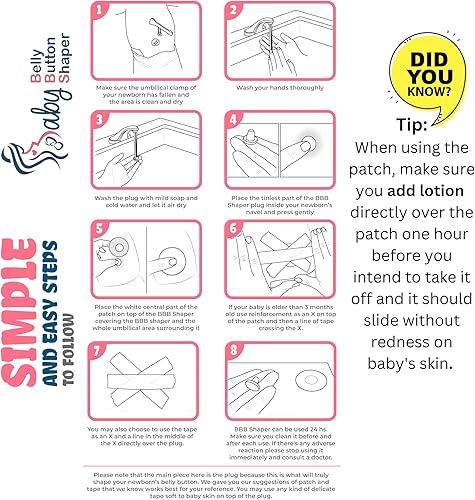 Miniatura 6 de Parches para el ombligo para bebé, 30 piezas, parches de algodón imprescindibles para el bebé, parches para el ombligo del bebé, moldeador de