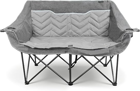 Double Camping Chair Camping Couch 2 Person Camping Chair, Folding Padded Loveseat for Two Adults, Outdoor Camp Foldable Seat Sofa for Lawn Bonfire, Portable Sillas for Living Room, 2 Seater Pod Chair