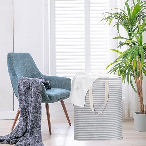 Miniatura 5 de PFFVRP Cesta de lavandería independiente de 100 litros, plegable, extra grande, con asas extendidas de fácil transporte para ropa, juguetes, cesta