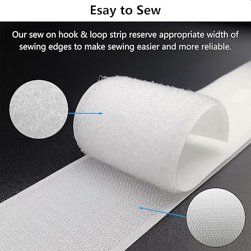 Miniatura 4 de Matenf Tiras de velcro para coser, 2 pulgadas de ancho, fáciles de coser, excelente agarre, no adhesivas, cinta entrelazada, cinta de gancho y bucle