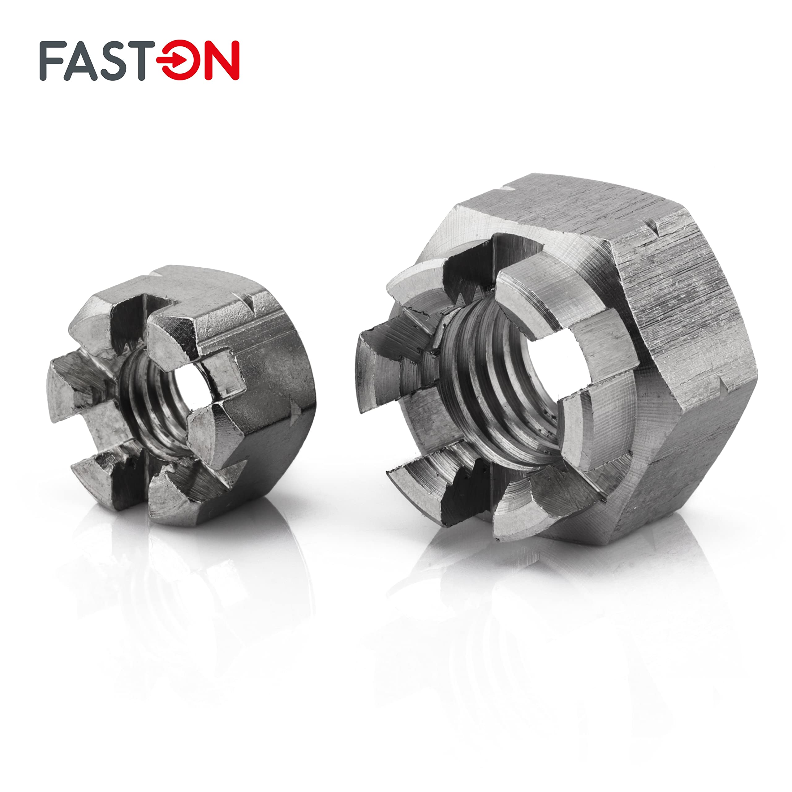 FASTON® Kronenmutter M16 DIN 935 rostfreier Edelstahl A2 V2A (10 Stück) Sicherungsmuttern Kronenmuttern Sechskantmutter Stoppmuttern Sechskant-Muttern Sicherungsmutter Muttern Rostfrei