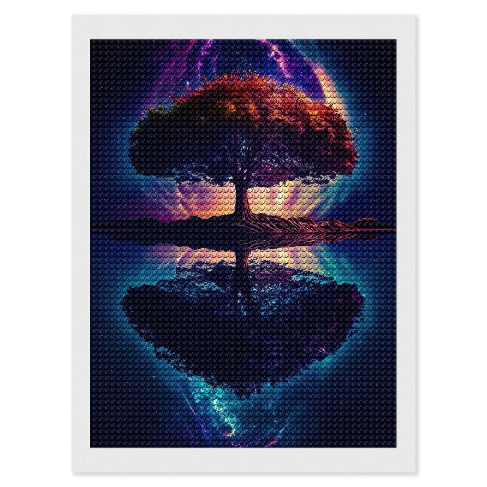 Junmoney Cosmic Tree of Life(2) Diamond Painting Canvas Set 12"x16", for Adults, Sparkling Round Gems, Thoughtful Handmade Gift, Modern Decor