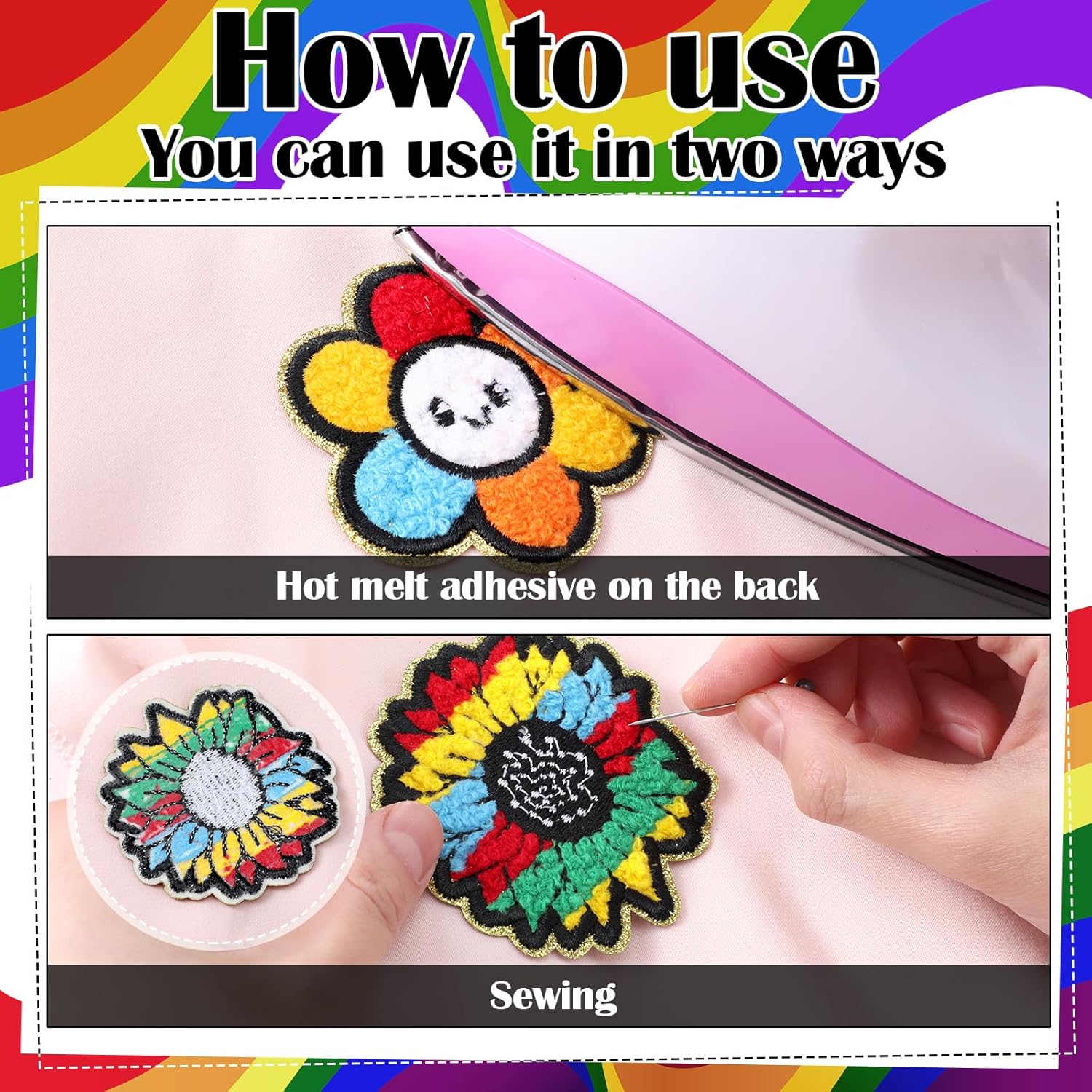 Suncalla 72 Pcs Gay Pride Month Iron on Patches Glitter Rainbow Iron on Hat Patches LGBT LGBTQ Embroidery Applique Sew on for Backpack Hat Clothing Jacket Jeans Pants Decorations