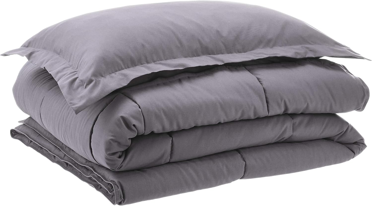 Amazon Basics Down-Alternative Comforter Bedding Set with Pillow Sham - Twin, Grey