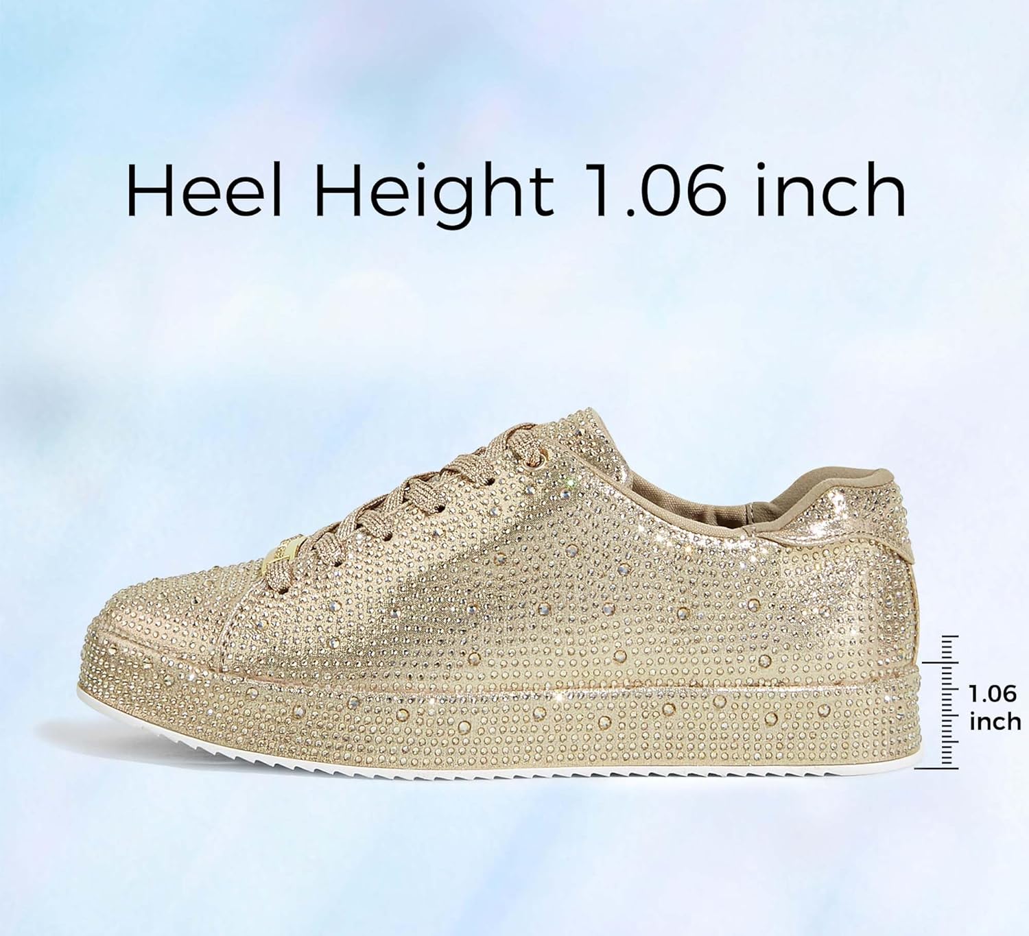 LUCKY STEP Platform Rhinestone Fashion Glitter Sneakers | Sparkly Bling Bedazzled Wedding Bridal Shiny Shoes for Women - Image 4