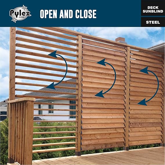 Pylex Deck Sunblind System 11060, Louvers Bracket Shutter Hardware Kit, Up to 11 Boards (48'') - Black Steel Baked Powder Coating Brackets