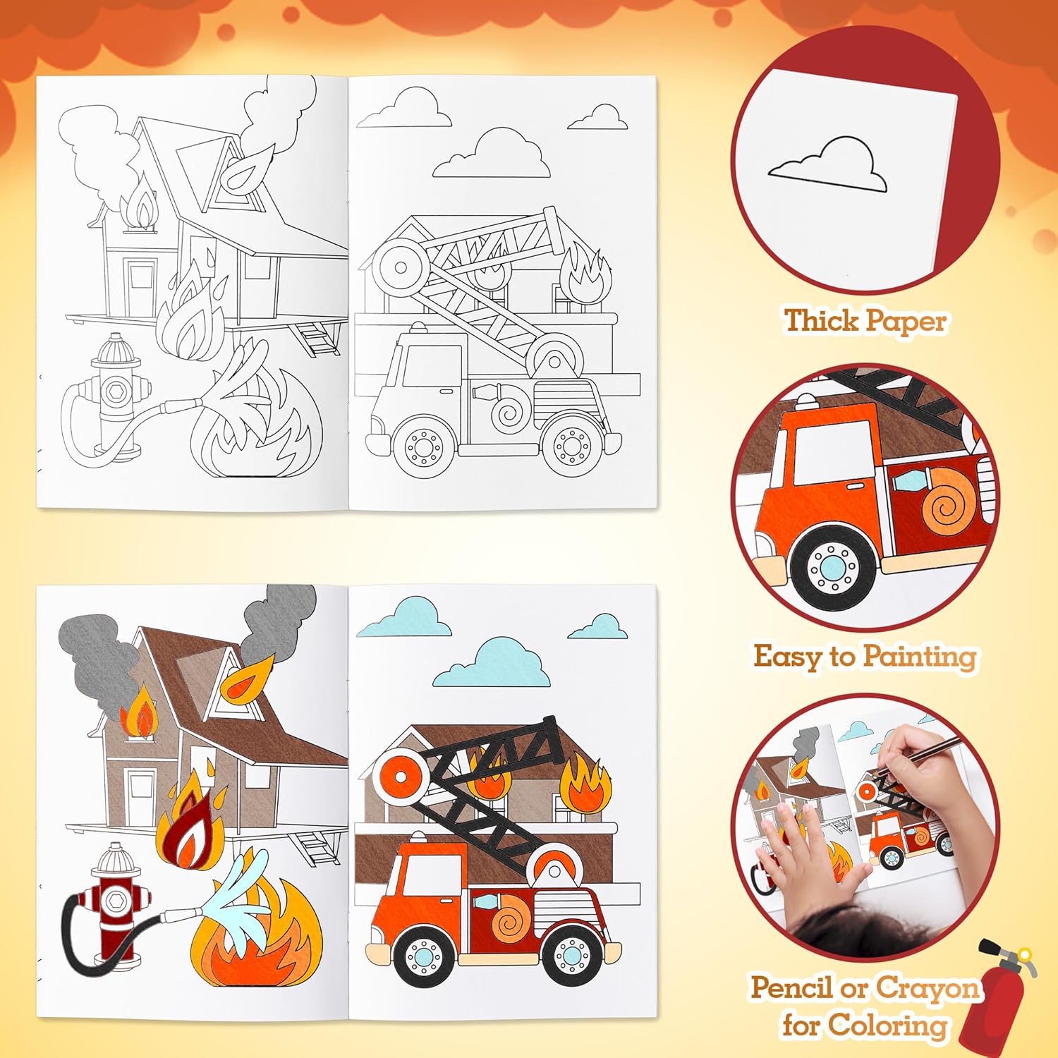 JAPBOR 24pcs Fire Truck Coloring Books, Firefighter Party Favors Color Pages Drawing Booklet Supplies, Fireman Themed DIY Art Doodle Colouring Book Bulk Painting Games Goodie Bag Fillers - Image 4
