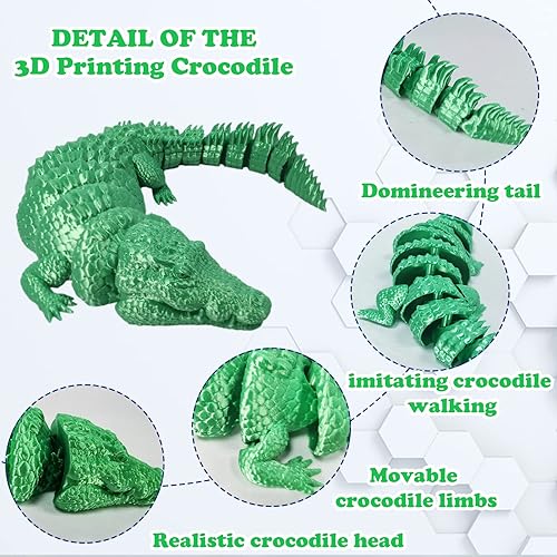 Miniatura 4 de Juguete de cocodrilo articulado impreso en 3D, juguetes impresos en 3D, figuras de acción de cocodrilo con forma vívida de cocodrilo y