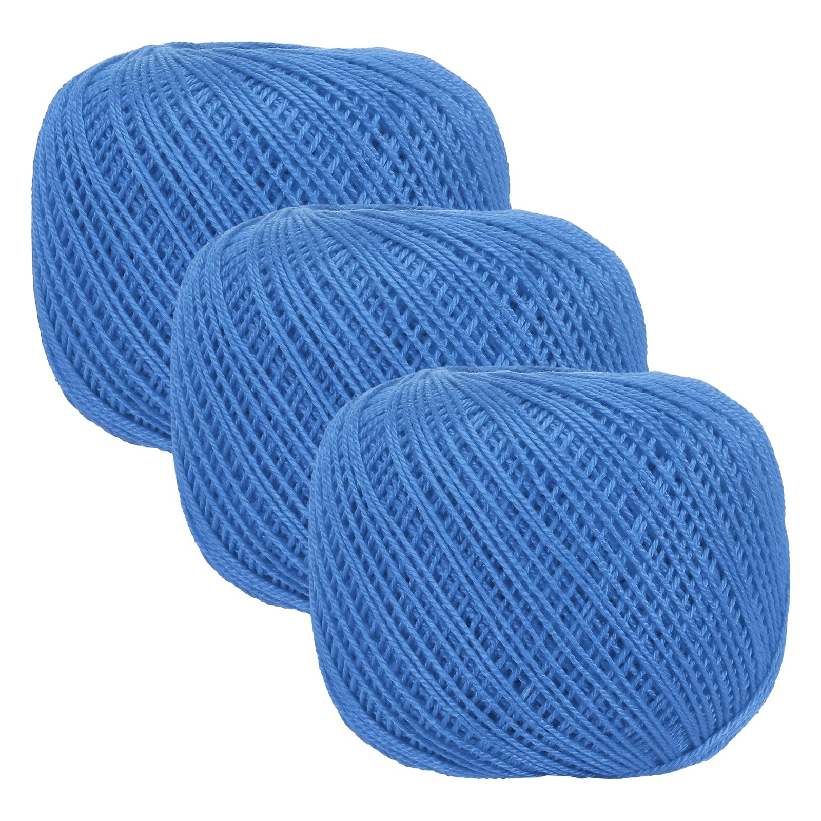 sourcing map 3 Rolls 164 Yards Size 3 Dark Blue Cotton Crochet Thread Lace Weight Yarn Tatting Thread for Crocheting Knitting Embroidery Sewing