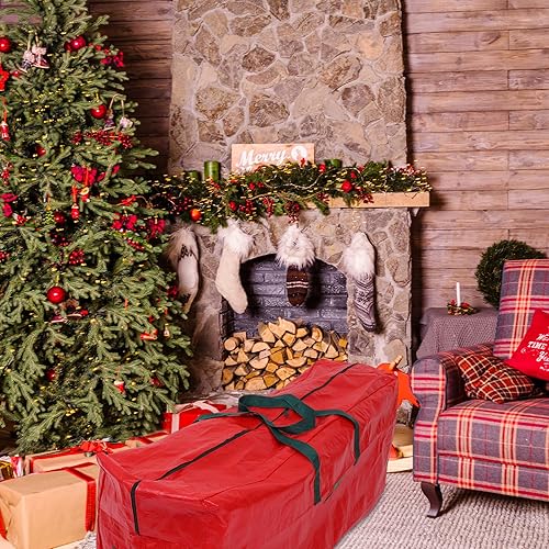 Miniatura 7 de iplusmile Bolsa de almacenamiento para árbol de Navidad, almacena árboles artificiales desmontados de hasta 7.5 pies, bolsa de decoración de Navidad