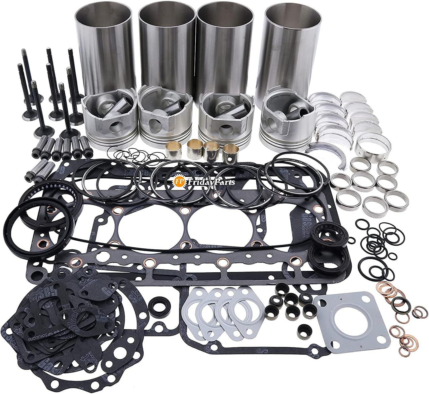 FridayParts Replacement STD V1505 Engine Overhaul Rebuild Kit Compatible for Kubota V1505T Engine B2910HSD B3030HSD Bobcat Excavator 425 Skid Steer Loader S100