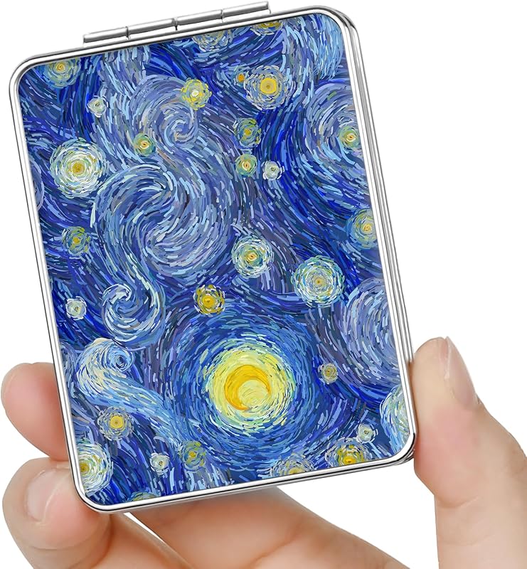 Espelho compacto de bolso dcdcee com aumento de 2x, dupla face, Blue Moon
