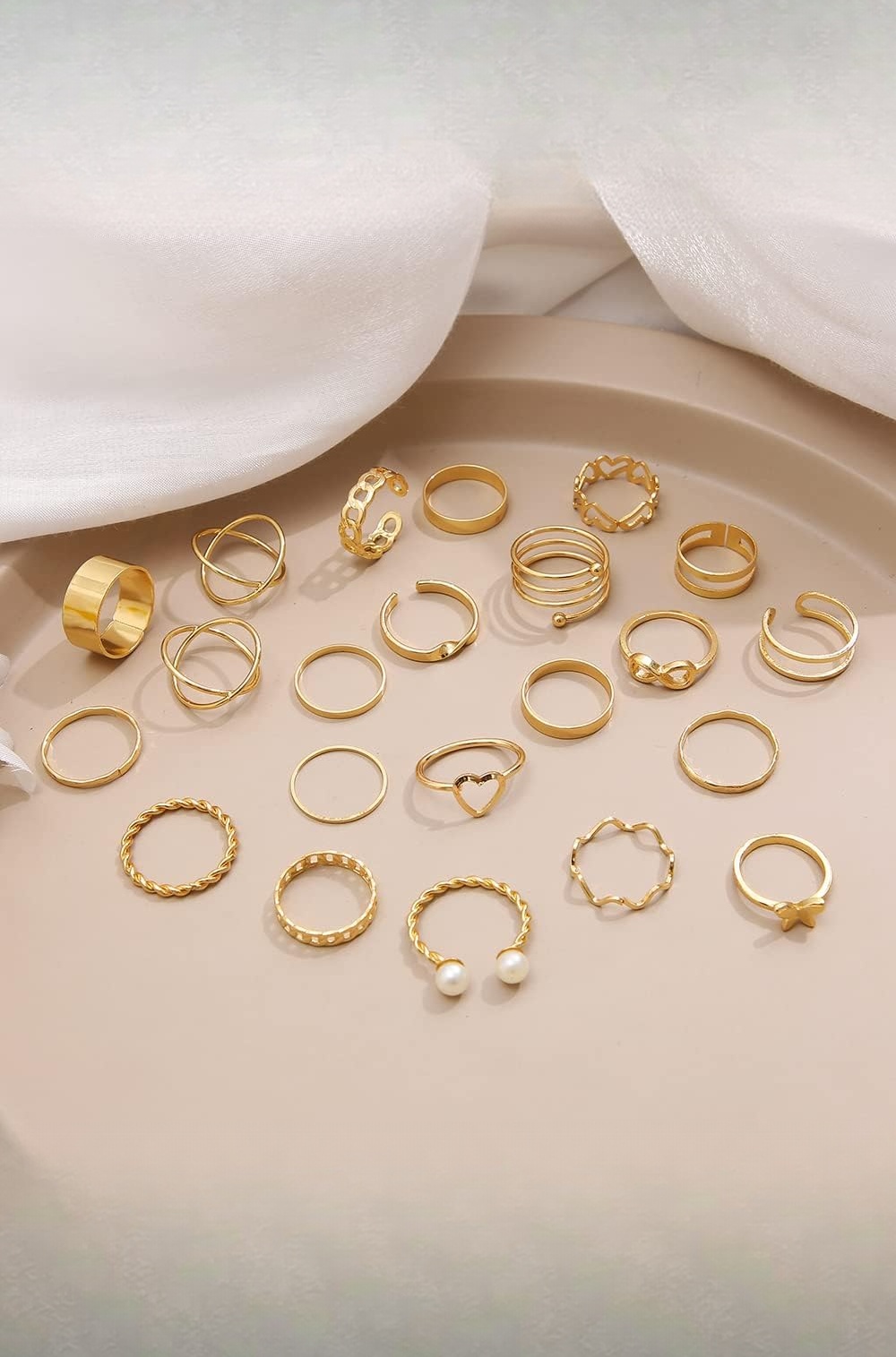 22pcs Latest Stylish Stackable Kunckle Rings Set for Women and Girls Butterfly Heart Boho Gold and Silver Plated Rings