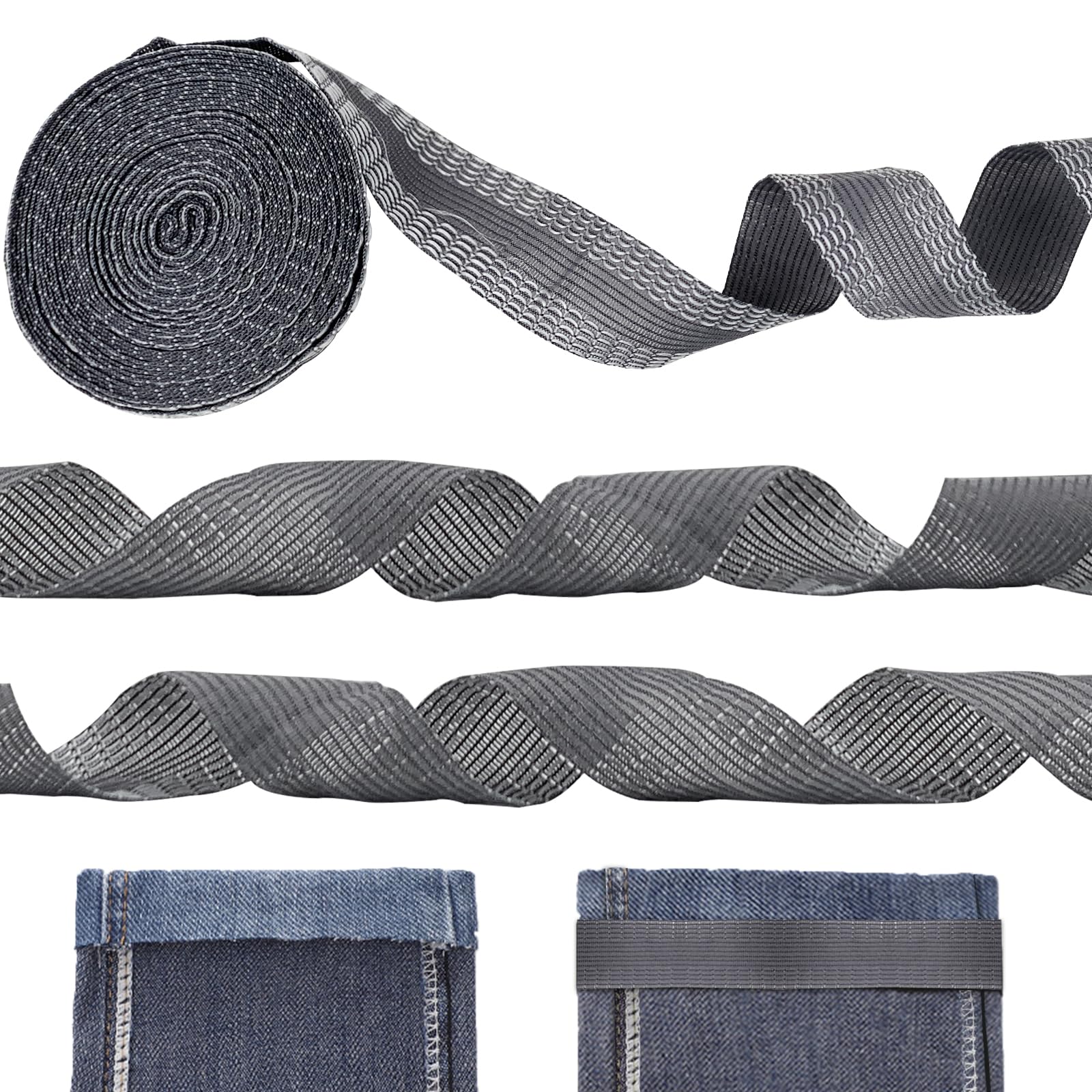 GTAAOY Iron-on Instant Hem Tape,16.4 Ft Trousers Edge Modified Strips, Permanent No Sew Hemming Tape, Washable Hem Adhesive Tape for Improve Jeans