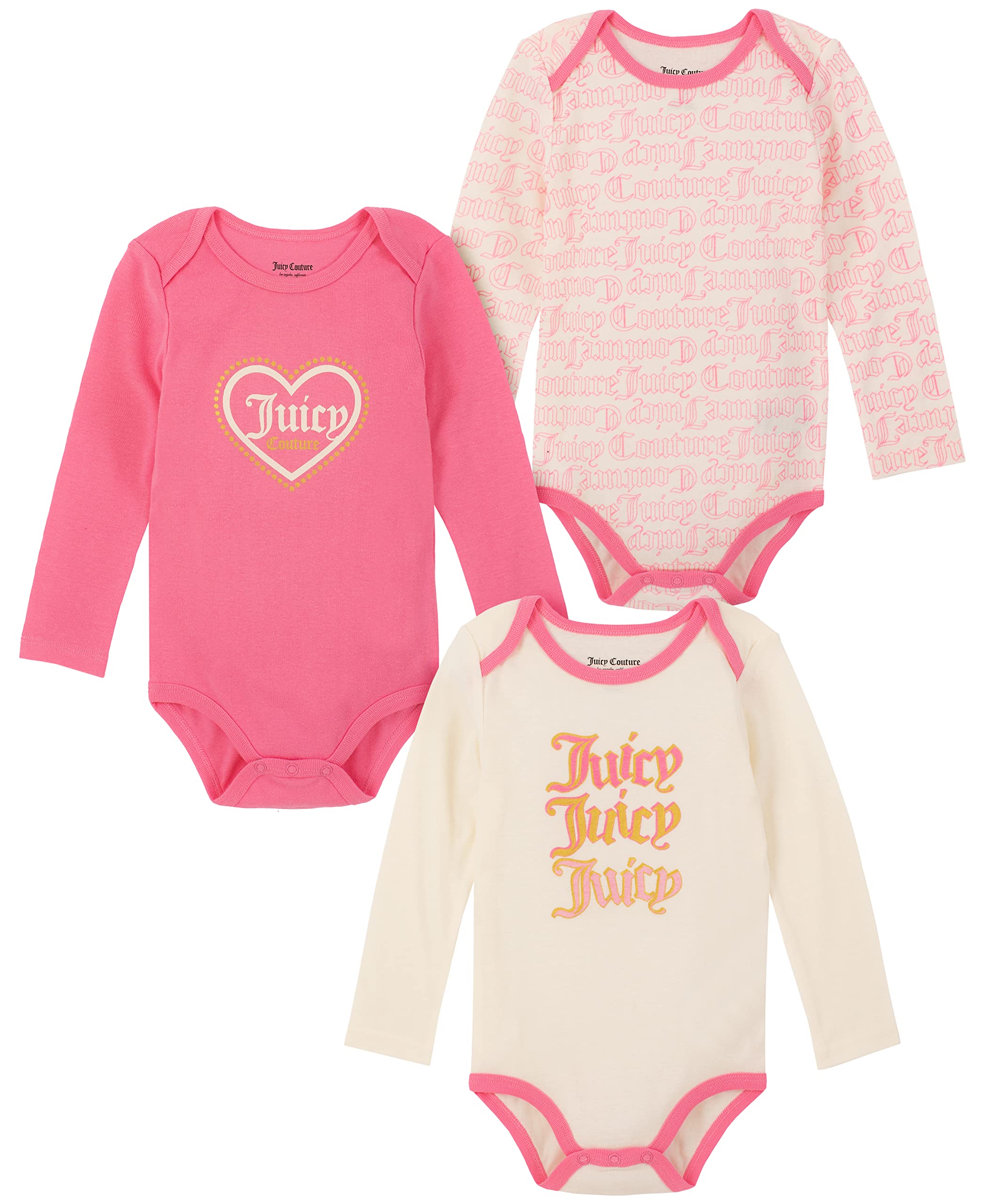 Juicy Couturewomens 4 Pieces Pack Bodysuits Baby and Toddler Layette Set