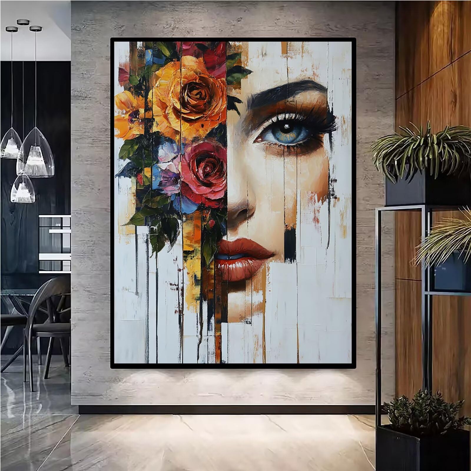 Diamond Painting Kit Completo, Diamond Painting Donna, 5D Quadrato Pittura Diamante Kit Manualidades Adultos DIY Diamantini Crystal Art Disegni Ricamo Punto Croce Artigianale, 60x90cm Fiori j0-990
