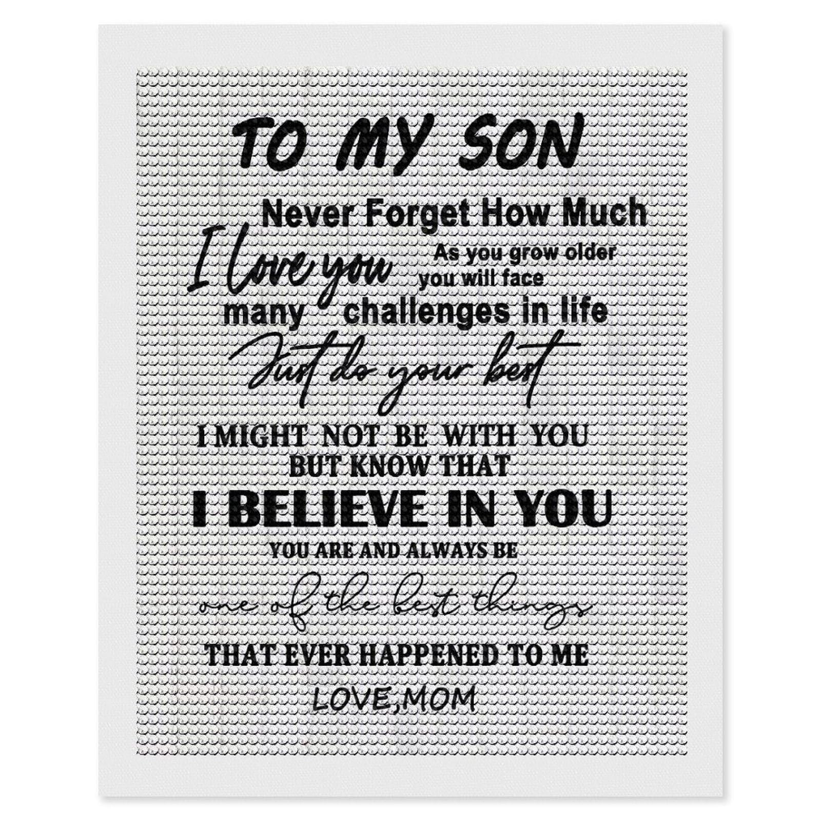 Junmoney to My Son Love Mom Diamond Painting Canvas Set 16"x20", with Tool Kit, Easy to Enjoy, Home Wall Decor, Thoughtful Handmade Gift