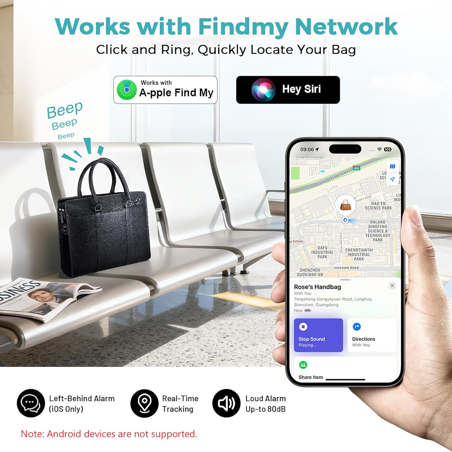 Men's Leather Briefcase with Fingerprint Lock - Anti-Theft Crossbody Messenger Bag with Find My,Premium Elephant Grain Leather, Adjustable Strap